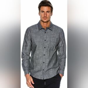 Hurley grey wash long sleeve dress button shirt